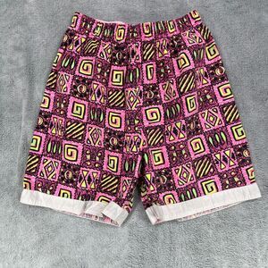 Special Effects Vintage Shorts Men's Large Geometric High Rise 90's Pink Black